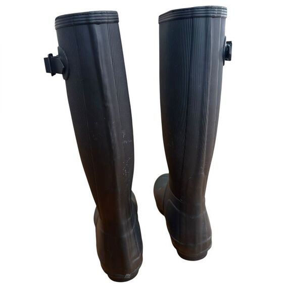 Hunter Women’s Original Tall Ribbed Rain boot in black 6M/7F - Picture 4 of 7